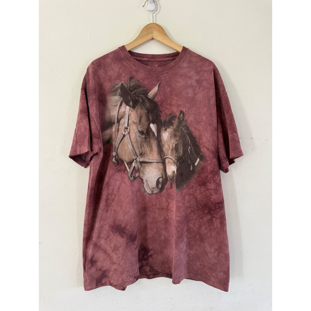 The Mountain Horse Foal Graphic T-Shirt XL Burgundy‎ Tie Dye Vintage 2009 Mens